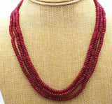 Brazil Ruby Beads Necklace 3 Rows 2X4mm