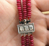 Brazil Ruby Beads Necklace 3 Rows 2X4mm
