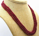 Brazil Ruby Beads Necklace 3 Rows 2X4mm