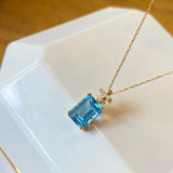 S925 Sterling Silver Rectangular Diamond Pendant Necklace for Women