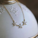 S925 Sterling Silver Necklaces Women Five Petals Necklaces Diamond Pendants