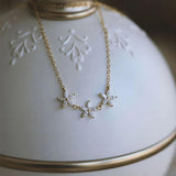 S925 Sterling Silver Necklaces Women Five Petals Necklaces Diamond Pendants