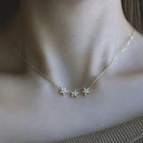 S925 Sterling Silver Necklaces Women Five Petals Necklaces Diamond Pendants