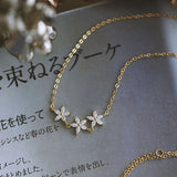 S925 Sterling Silver Necklaces Women Five Petals Necklaces Diamond Pendants