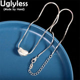 Minimalist Silver Pendant Necklace Snake Chain Real 925 Silver Jewelry