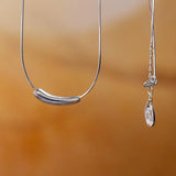Minimalist Silver Pendant Necklace Snake Chain Real 925 Silver Jewelry