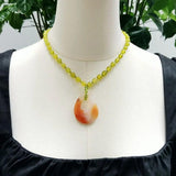 Real Stone Green Orange Necklace Lemon Jade Agate Women Necklace Jewelry Gift