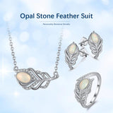 S925 Silver Necklace Leaf Pendant Opal Diamond Jewelry