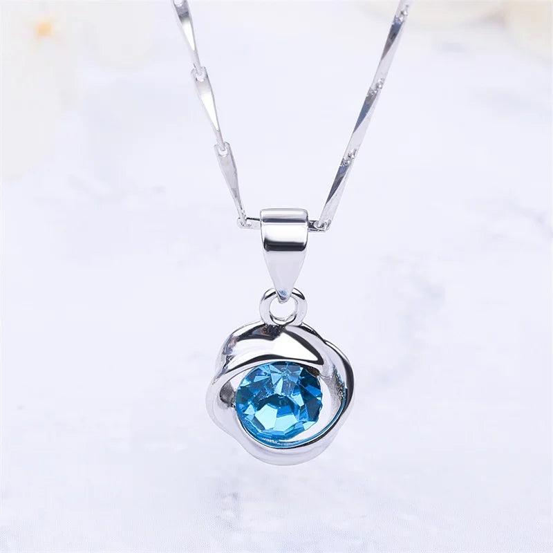 925 Silver Sapphire Pendant Necklace for Women