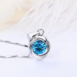 925 Silver Sapphire Pendant Necklace for Women