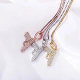 JINAO Hip Hop Jewelry Pistol Pendant Ice Out Zircon Necklace