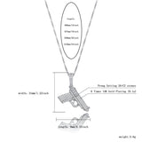 JINAO Hip Hop Jewelry Pistol Pendant Ice Out Zircon Necklace