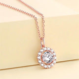 925 Silver Necklace with Zircon Charms Pendant for Wedding