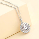 925 Silver Necklace with Zircon Charms Pendant for Wedding