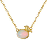 S925 Sterling Silver Necklace 9mm Birds Pendants with Opal Stone