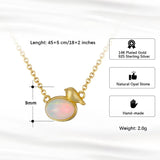 S925 Sterling Silver Necklace 9mm Birds Pendants with Opal Stone