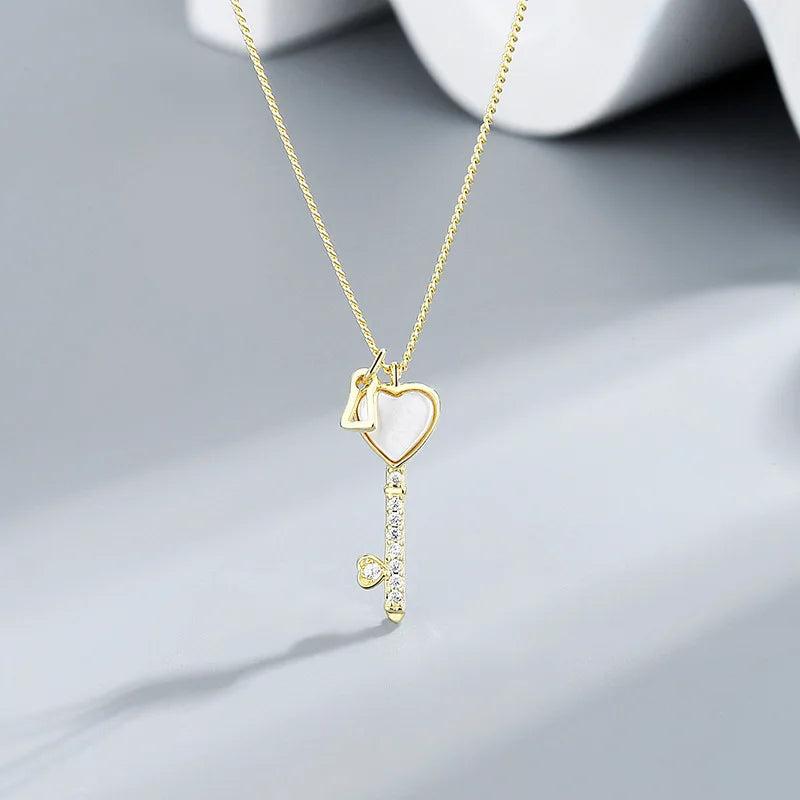 Sterling Silver Enamel Key Pendant Necklace
