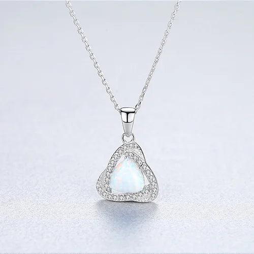 Heart Shape Opal Necklace 925 Silver Gemstone Pendant