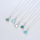 Heart Shape Opal Necklace 925 Silver Gemstone Pendant
