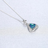 Heart Shape Opal Necklace 925 Silver Gemstone Pendant