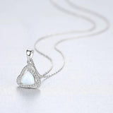 Heart Shape Opal Necklace 925 Silver Gemstone Pendant