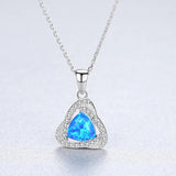 Heart Shape Opal Necklace 925 Silver Gemstone Pendant
