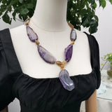Purple Agate Pendant Necklace for Women - Gift Jewelry