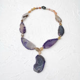 Purple Agate Pendant Necklace for Women - Gift Jewelry
