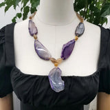 Purple Agate Pendant Necklace for Women - Gift Jewelry