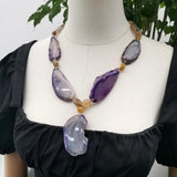 Purple Agate Pendant Necklace for Women - Gift Jewelry