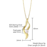S925 Silver Necklace Women Pearls O-Shape Chain Arc Pendant