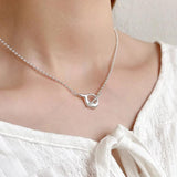 Irregular 925 Silver Necklace Bead Chain Alien OT Women Girls Fine Jewelry