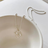 Irregular 925 Silver Necklace Bead Chain Alien OT Women Girls Fine Jewelry