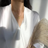 925 Silver Heart Double Layer Necklace Zircon Pendant for Women