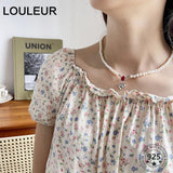 925 Silver Heart Pendant Necklace With Pearl Chain
