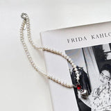 925 Silver Heart Pendant Necklace With Pearl Chain