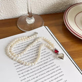 925 Silver Heart Pendant Necklace With Pearl Chain