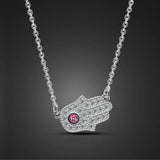 925 Silver Flowers-Evil Eye-Palm Hand Choker Women Greek Protection Jewelry