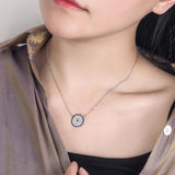 925 Silver Flowers-Evil Eye-Palm Hand Choker Women Greek Protection Jewelry