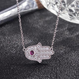 925 Silver Flowers-Evil Eye-Palm Hand Choker Women Greek Protection Jewelry