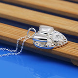 925 Silver Bow Heart Pendant Choker Necklace