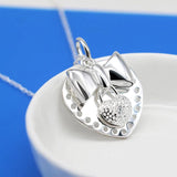 925 Silver Bow Heart Pendant Choker Necklace