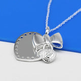 925 Silver Bow Heart Pendant Choker Necklace