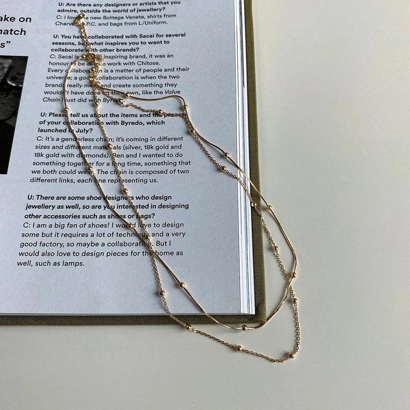925 Silver Choker Necklace for Women Minimalist Double Layer Snake Chain