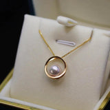 S925 Sterling Silver Necklace Round Pearl Pendant