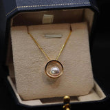 S925 Sterling Silver Necklace Round Pearl Pendant