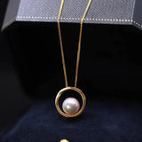 S925 Sterling Silver Necklace Round Pearl Pendant