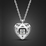 925 Silver Heart Pendant Choker Necklace with Zircon
