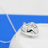 925 Silver Heart Pendant Choker Necklace with Zircon