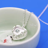 925 Silver Heart Pendant Choker Necklace with Zircon